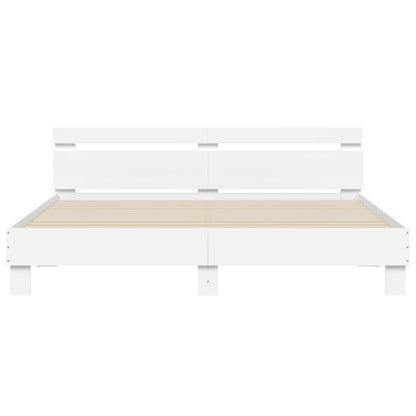Giroletto con Testiera Bianco 160x200 cm in Legno Multistrato