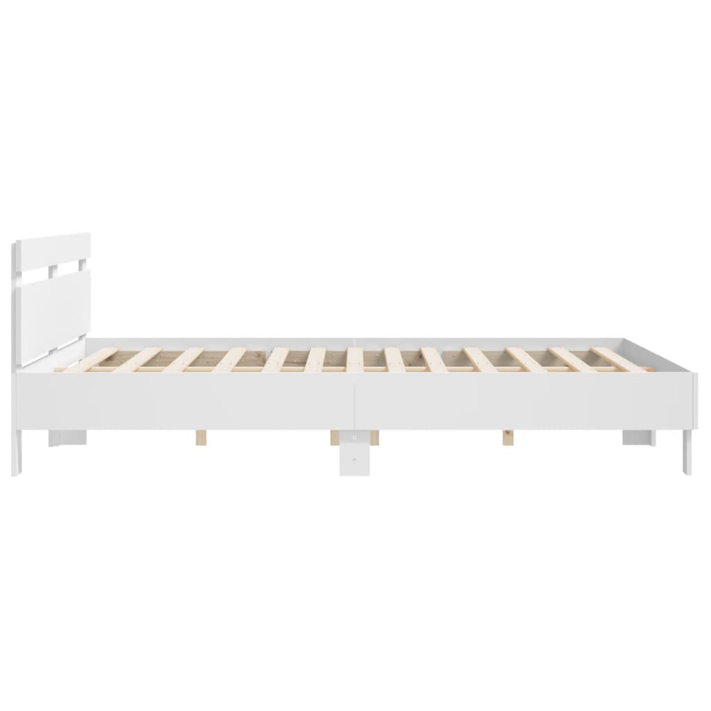 Giroletto con Testiera Bianco 160x200 cm in Legno Multistrato
