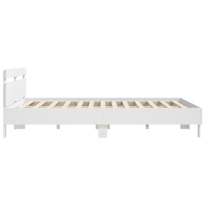 Giroletto con Testiera Bianco 160x200 cm in Legno Multistrato