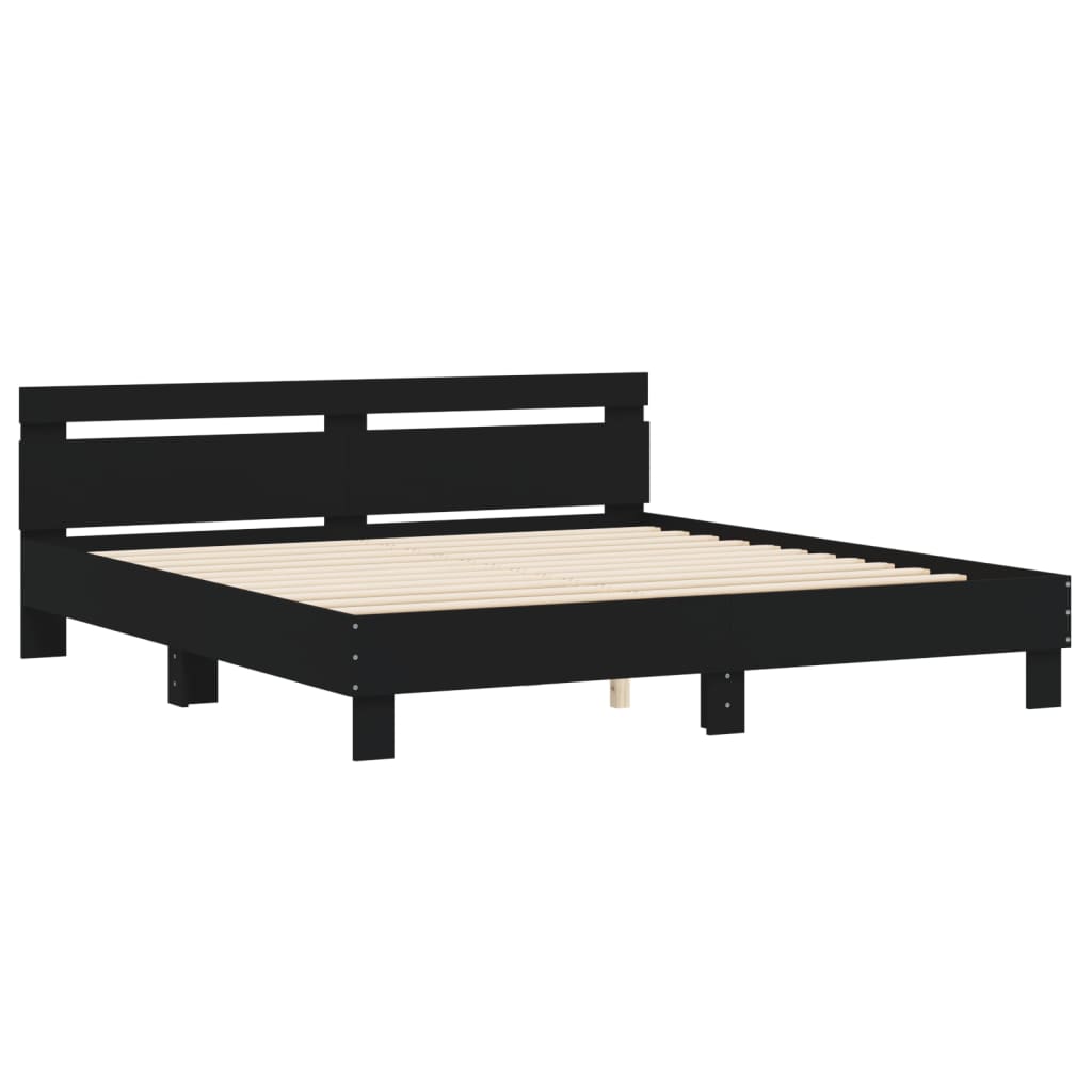 Giroletto con Testiera Nero 160x200 cm in Legno Multistrato | homemem39