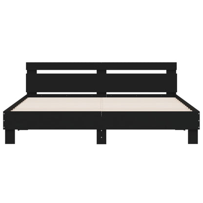 Giroletto con Testiera Nero 160x200 cm in Legno Multistrato | homemem39