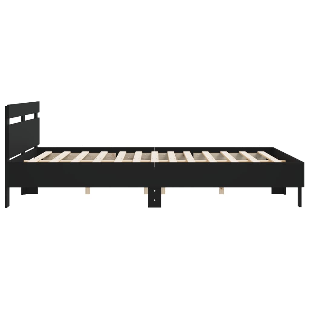 Giroletto con Testiera Nero 160x200 cm in Legno Multistrato | homemem39