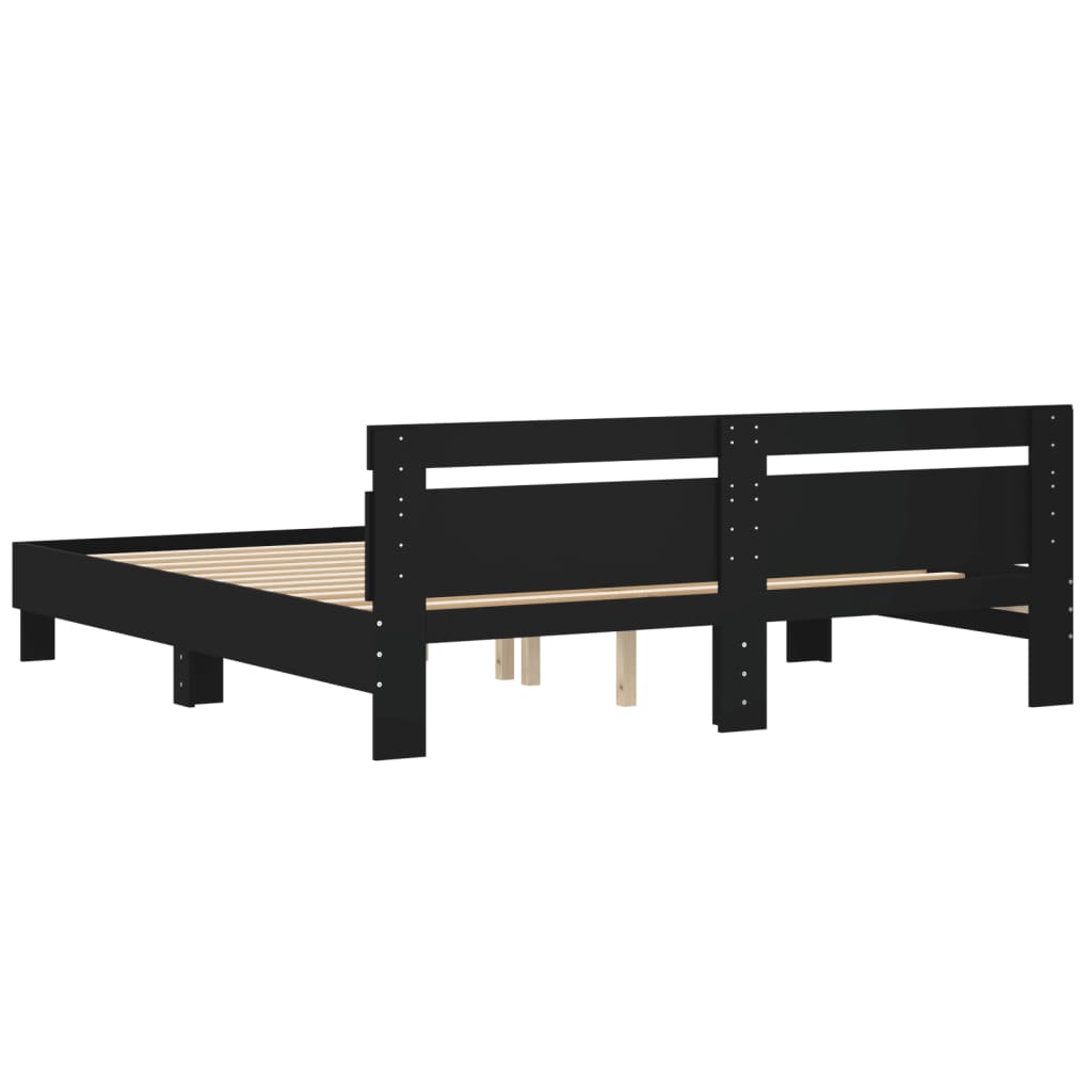 Giroletto con Testiera Nero 160x200 cm in Legno Multistrato | homemem39
