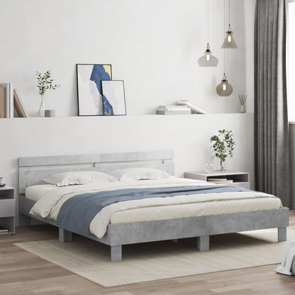 Giroletto Testiera Grigio Cemento 160x200 cm Legno Multistrato | homemem39