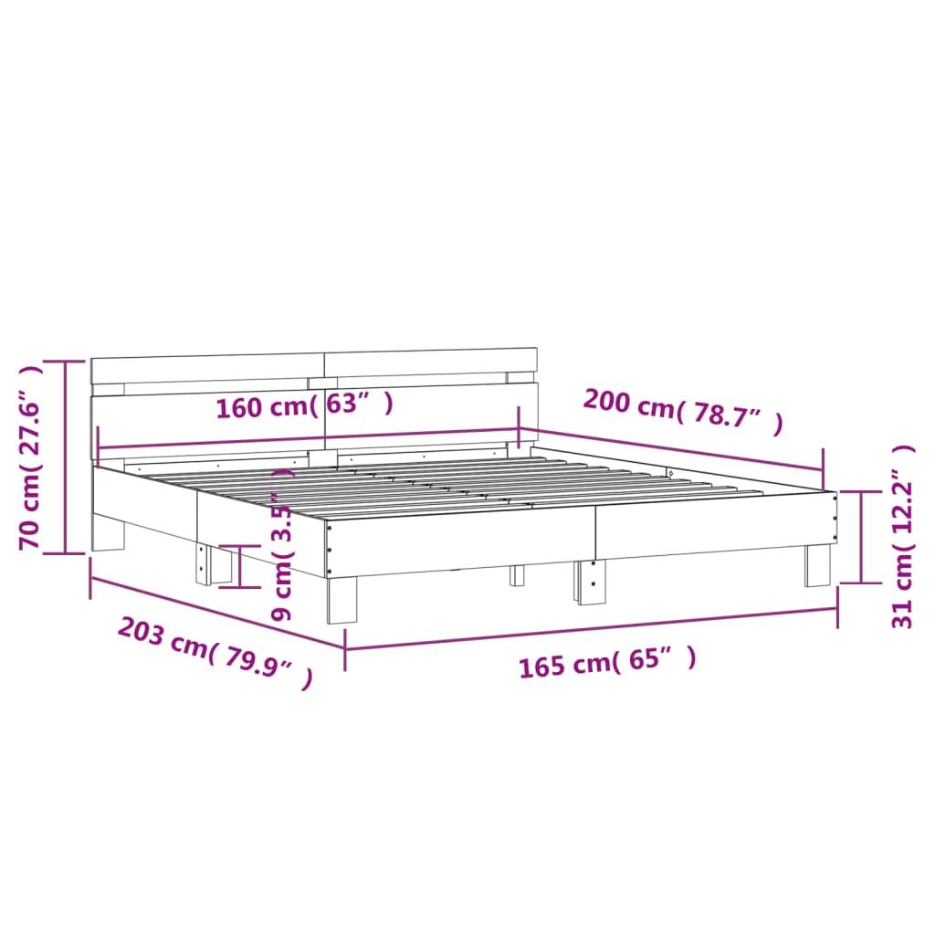 Giroletto Testiera Grigio Sonoma 160x200 cm Legno Multistrato | homemem39