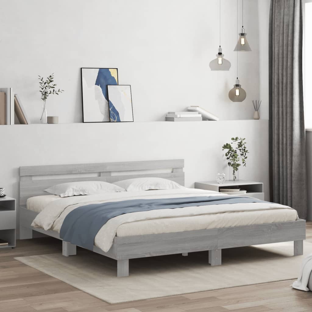Giroletto Testiera Grigio Sonoma 160x200 cm Legno Multistrato | homemem39
