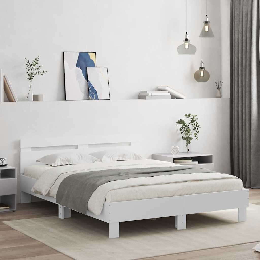 Giroletto con Testiera Bianco 150x200 cm in Legno Multistrato | homemem39