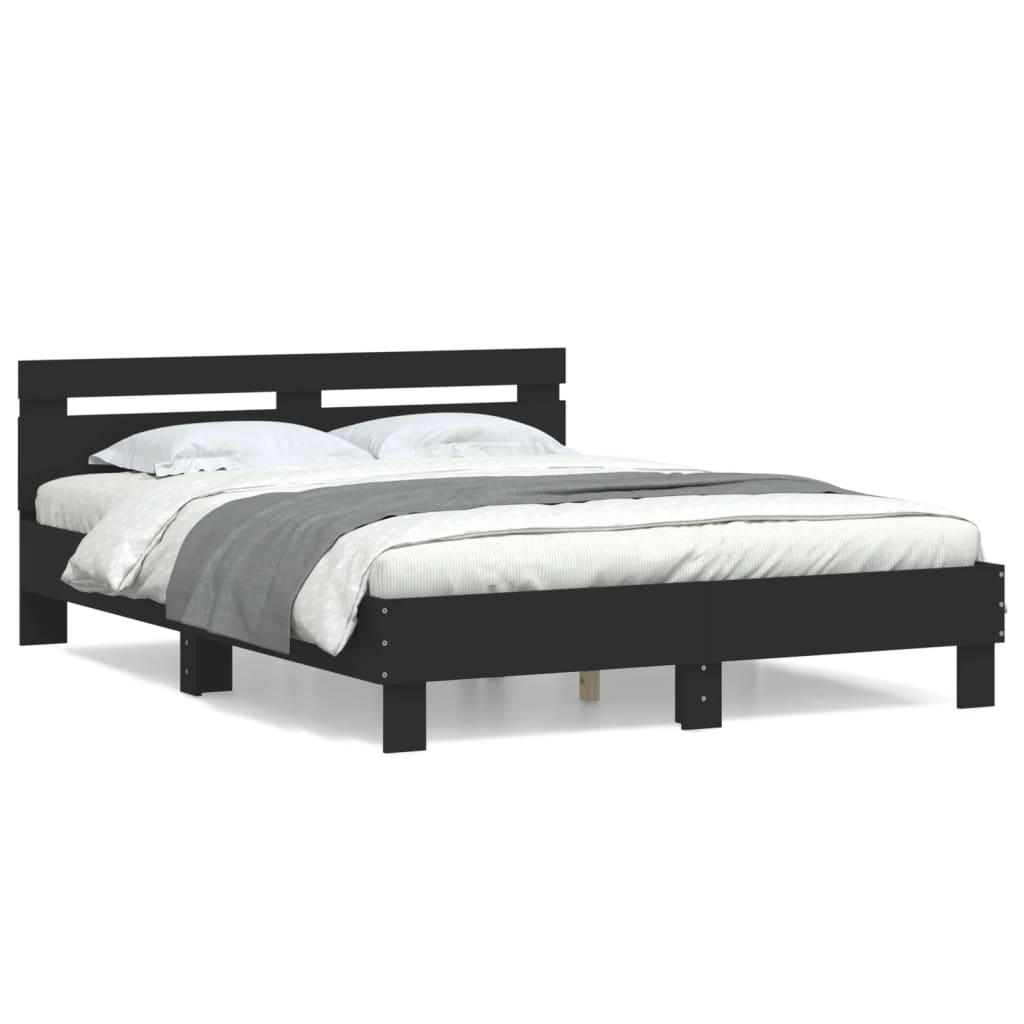 Giroletto con Testiera Nero 150x200 cm in Legno Multistrato | homemem39