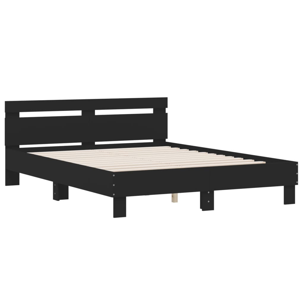 Giroletto con Testiera Nero 150x200 cm in Legno Multistrato | homemem39