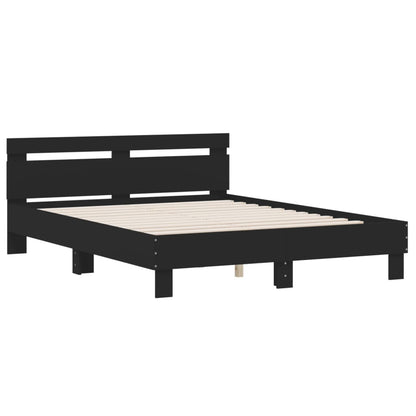 Giroletto con Testiera Nero 150x200 cm in Legno Multistrato | homemem39