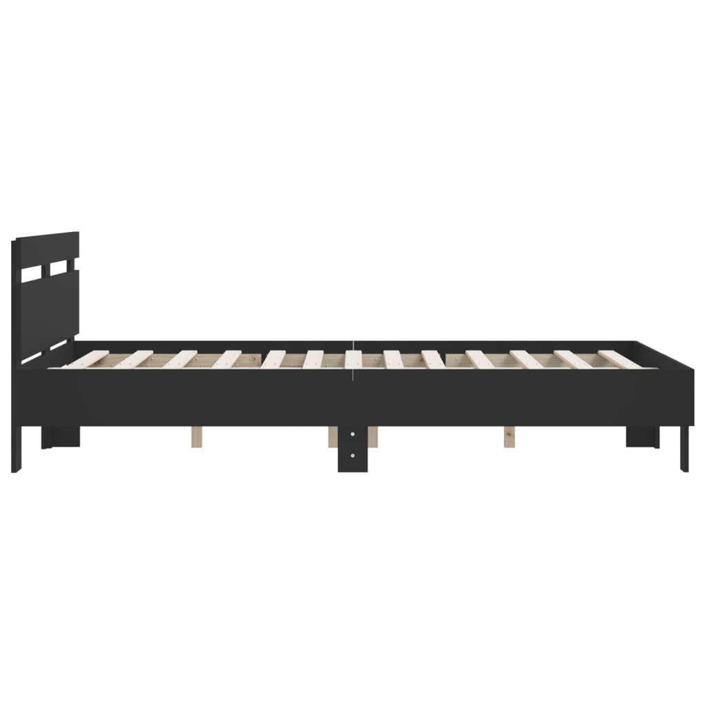 Giroletto con Testiera Nero 150x200 cm in Legno Multistrato | homemem39
