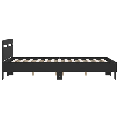 Giroletto con Testiera Nero 150x200 cm in Legno Multistrato | homemem39