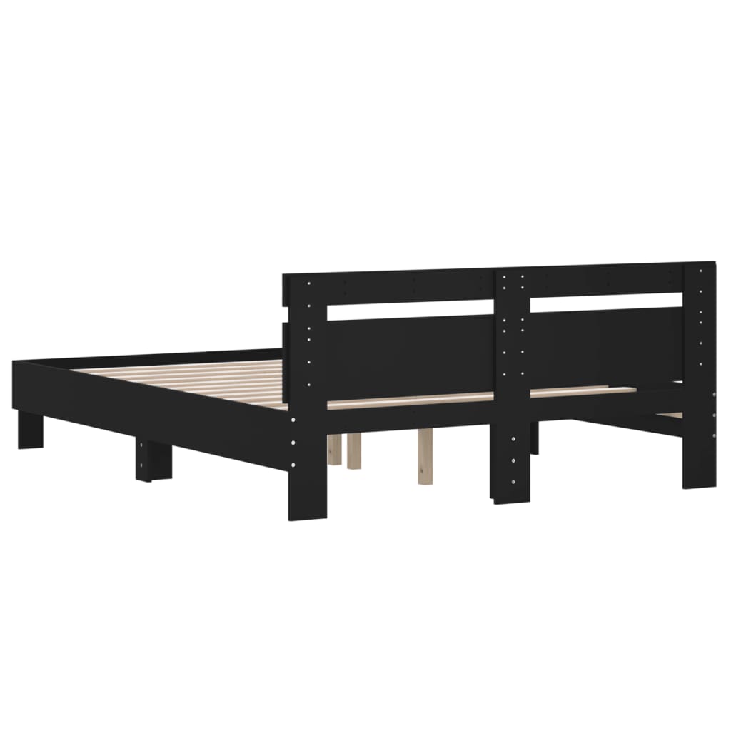 Giroletto con Testiera Nero 150x200 cm in Legno Multistrato | homemem39