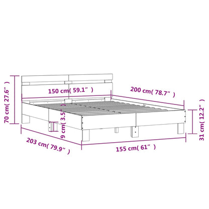 Giroletto con Testiera Nero 150x200 cm in Legno Multistrato | homemem39