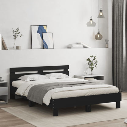 Giroletto con Testiera Nero 150x200 cm in Legno Multistrato | homemem39