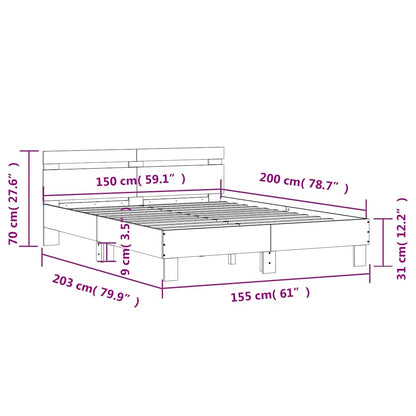 Giroletto Testiera Grigio Cemento 150x200 cm Legno Multistrato