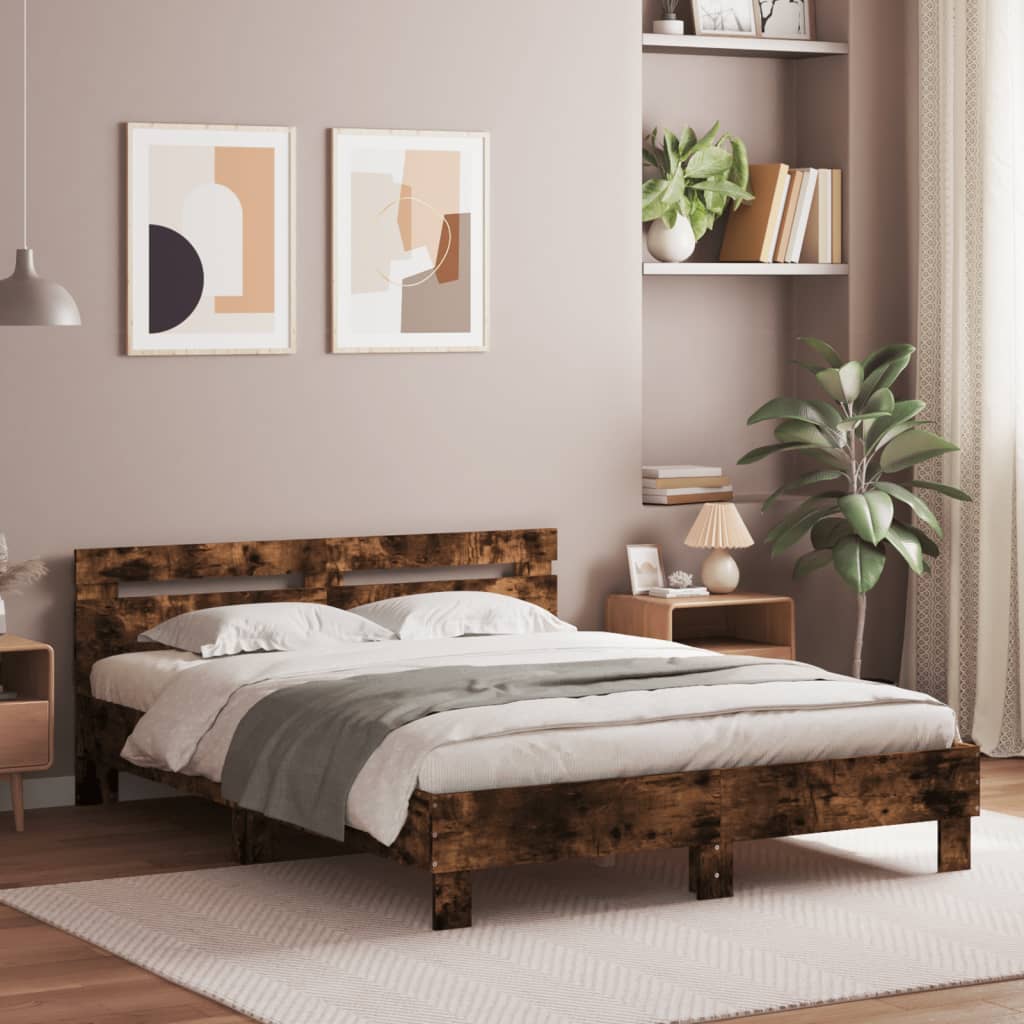 Giroletto con Testiera Rovere Fumo 150x200 cm Legno Multistrato | homemem39