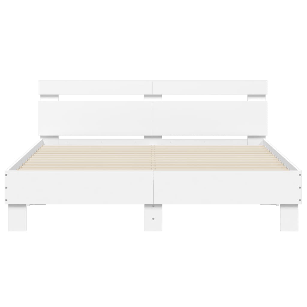 Giroletto con Testiera Bianco 140x200 cm in Legno Multistrato