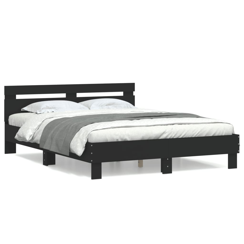 Giroletto con Testiera Nero 140x200 cm in Legno Multistrato | homemem39