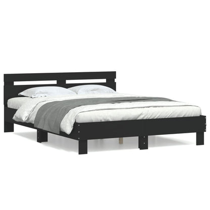Giroletto con Testiera Nero 140x200 cm in Legno Multistrato | homemem39
