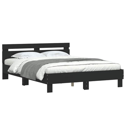 Giroletto con Testiera Nero 140x200 cm in Legno Multistrato | homemem39