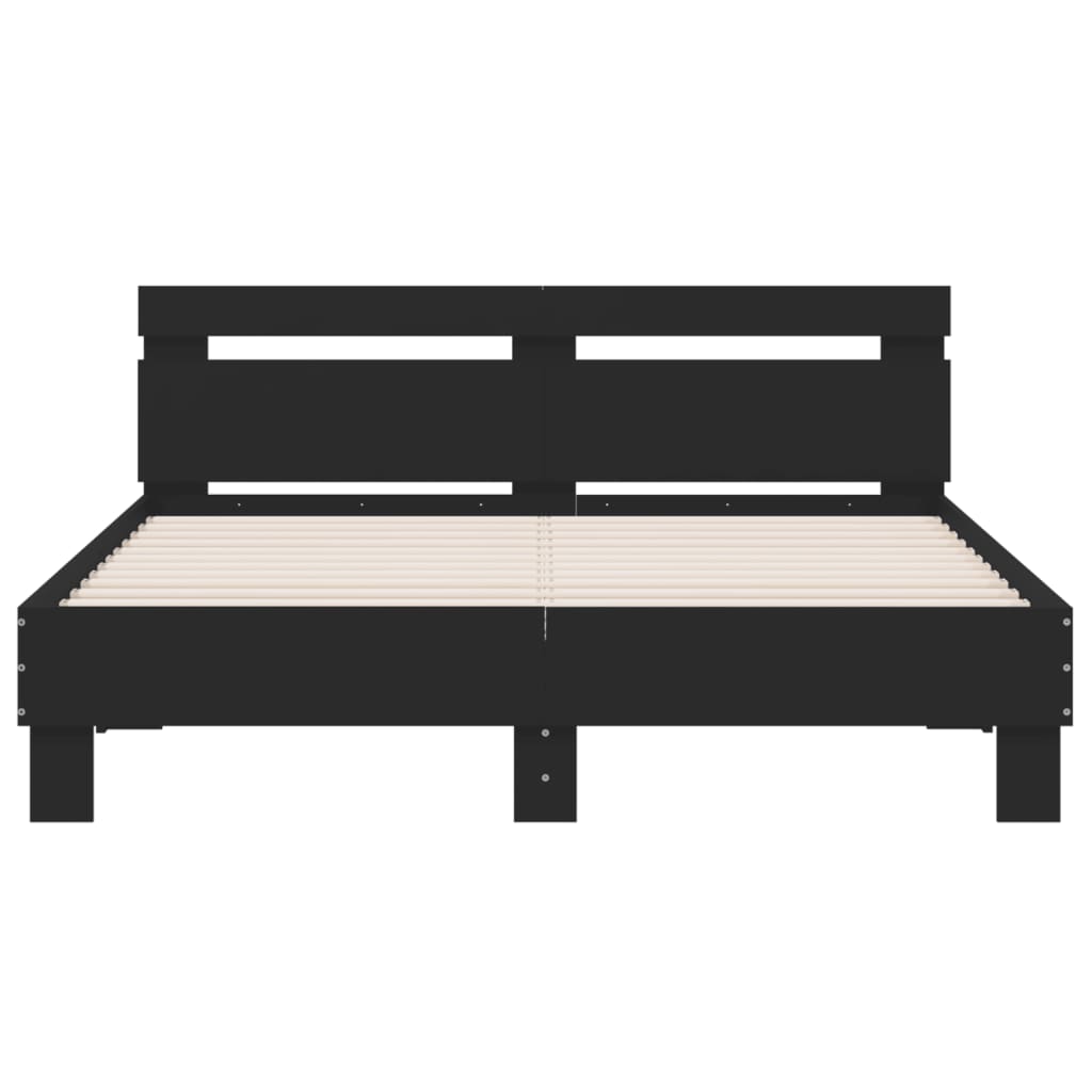 Giroletto con Testiera Nero 140x200 cm in Legno Multistrato | homemem39