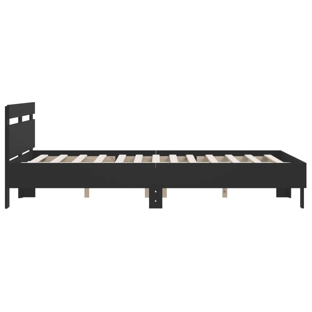 Giroletto con Testiera Nero 140x200 cm in Legno Multistrato | homemem39