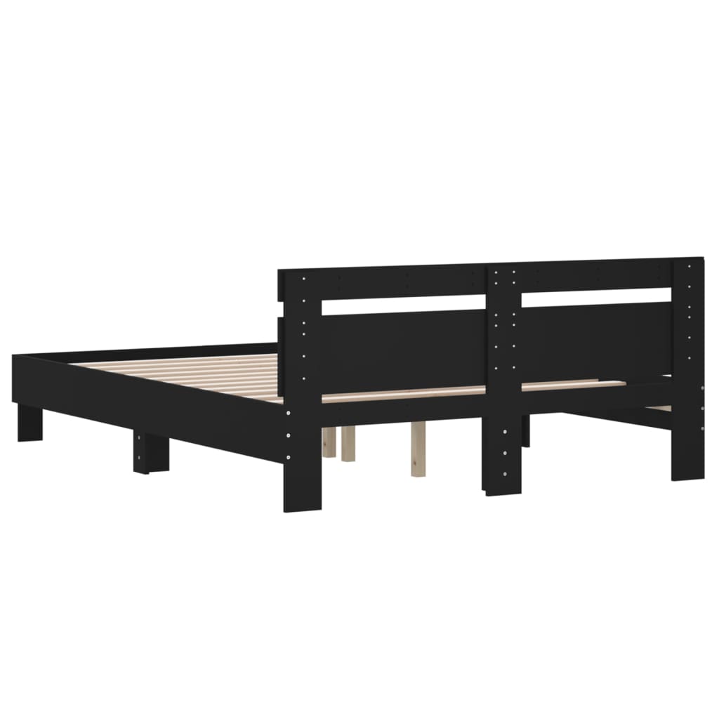 Giroletto con Testiera Nero 140x200 cm in Legno Multistrato | homemem39