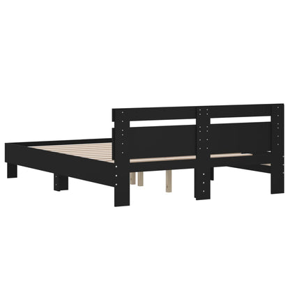 Giroletto con Testiera Nero 140x200 cm in Legno Multistrato | homemem39