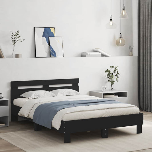 Giroletto con Testiera Nero 120x200 cm in Legno Multistrato | homemem39