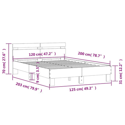 Giroletto Testiera Grigio Cemento 120x200 cm Legno Multistrato