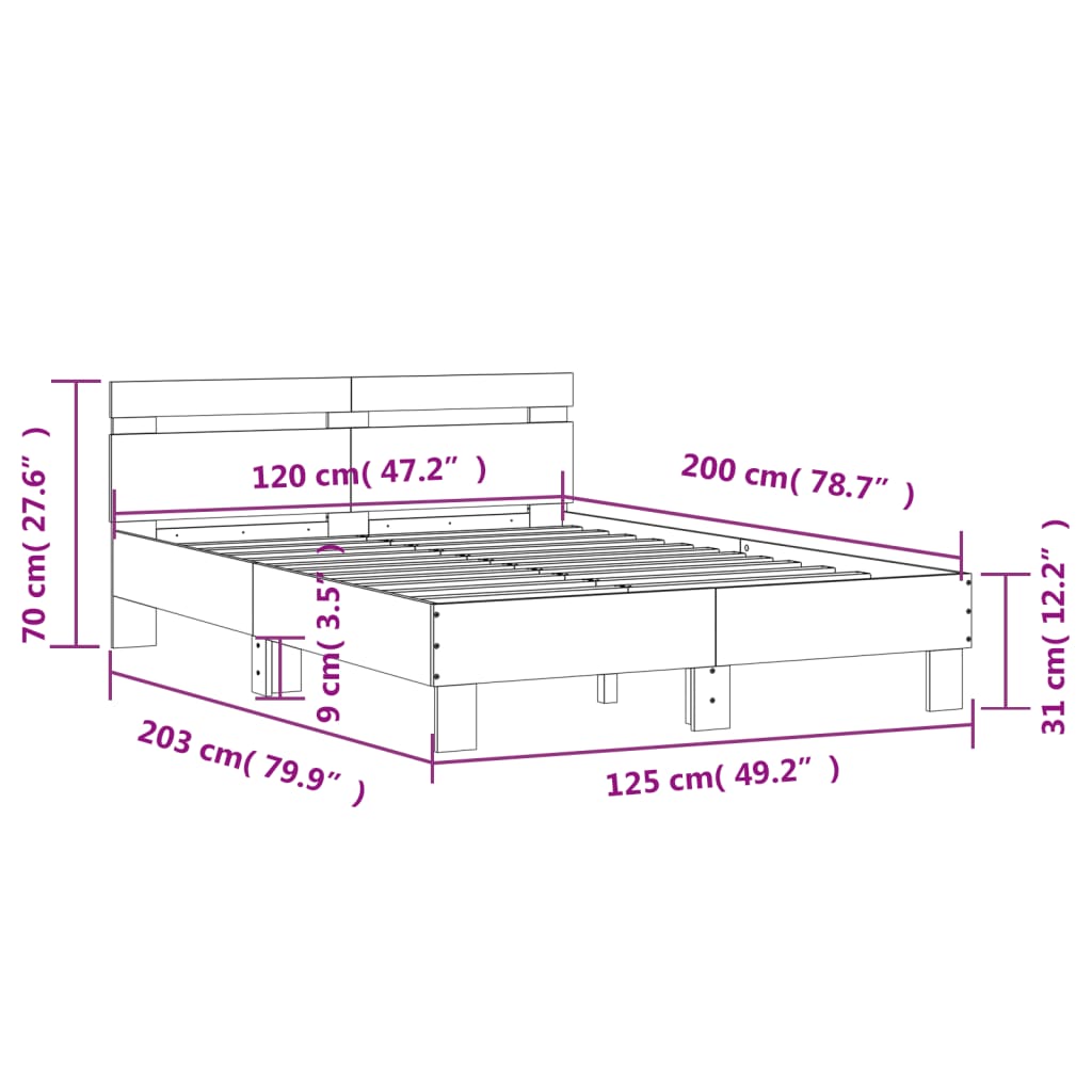 Giroletto con Testiera Rovere Fumo 120x200 cm Legno Multistrato | homemem39