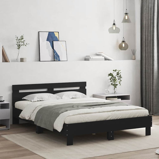 Giroletto con Testiera Neri 140x190 cm in Legno Multistrato | homemem39