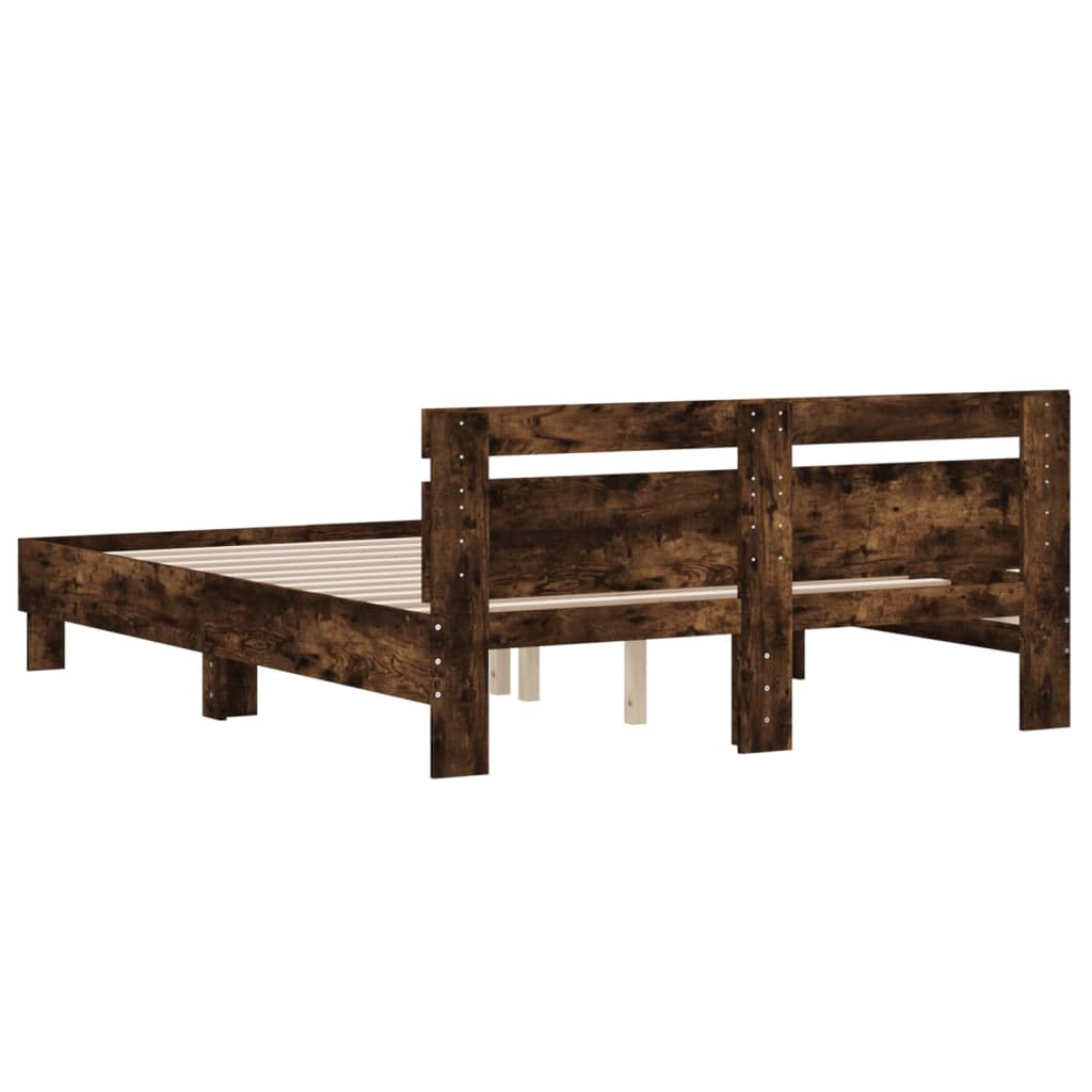 Giroletto con Testiera Rovere Fumo 140x190 cm Legno Multistrato | homemem39