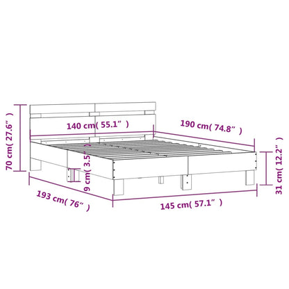 Giroletto con Testiera Rovere Fumo 140x190 cm Legno Multistrato | homemem39