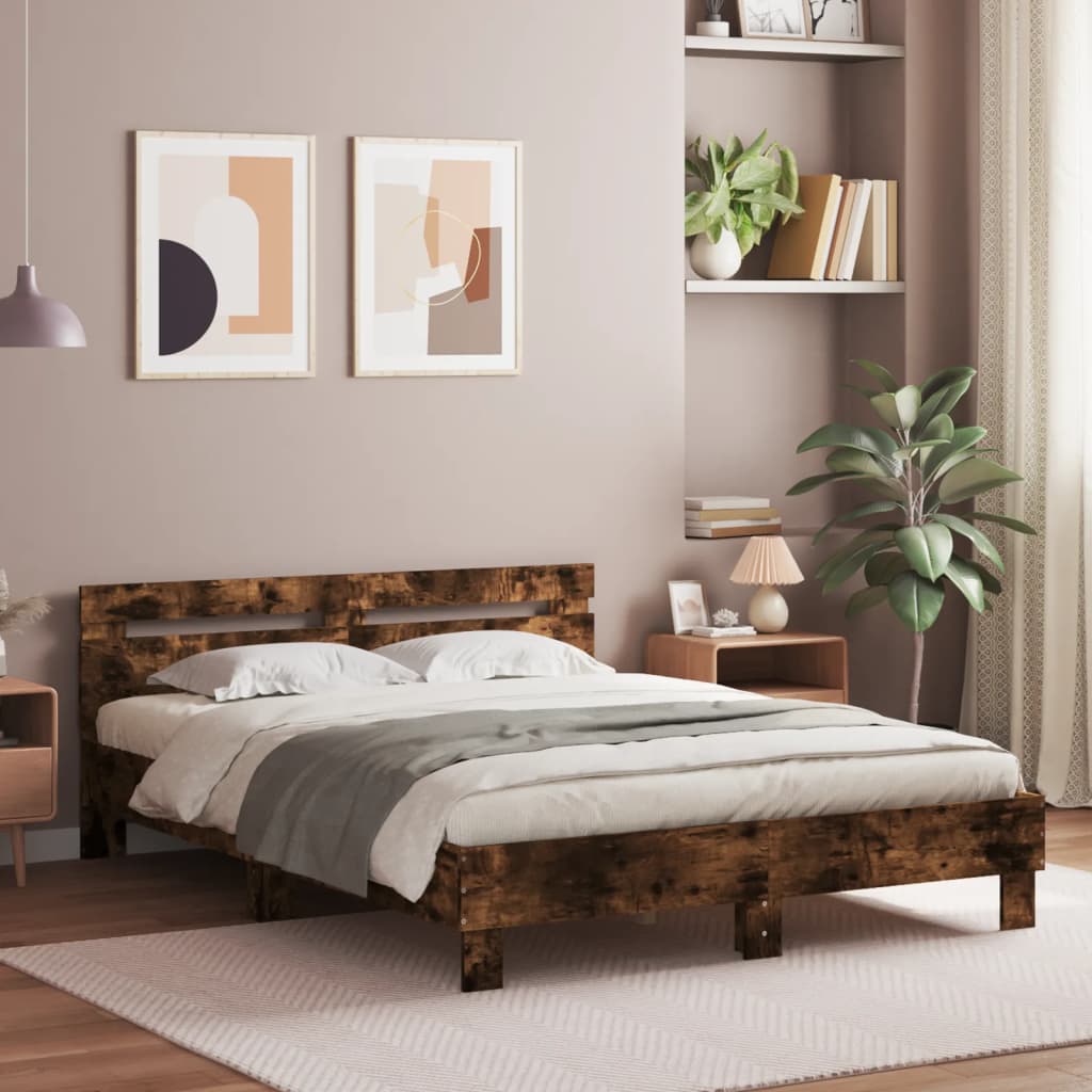 Giroletto con Testiera Rovere Fumo 140x190 cm Legno Multistrato | homemem39