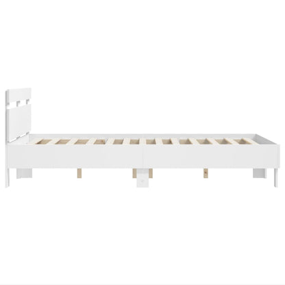 Giroletto con Testiera Bianco 135x190 cm in Legno Multistrato