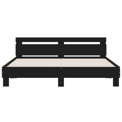 Giroletto con Testiera e LED Nero 200x200 cm | homemem39