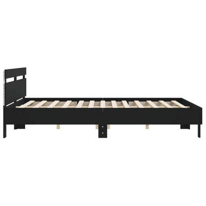 Giroletto con Testiera e LED Nero 200x200 cm | homemem39
