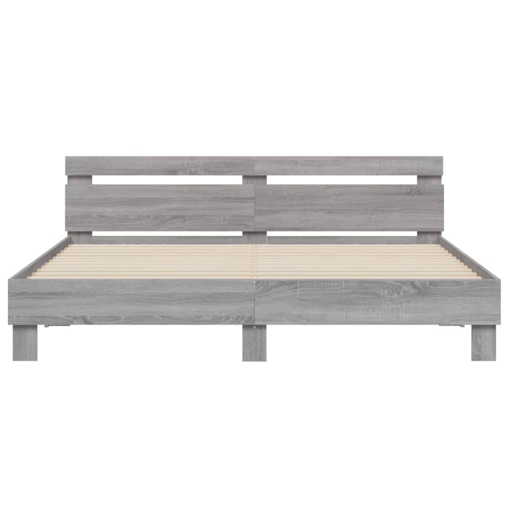 Giroletto con Testiera e LED Grigio Sonoma 200x200 cm | homemem39