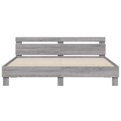 Giroletto con Testiera e LED Grigio Sonoma 200x200 cm | homemem39