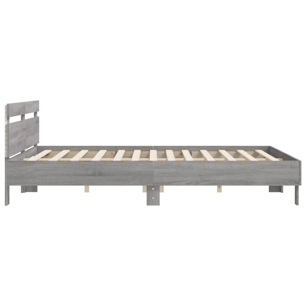 Giroletto con Testiera e LED Grigio Sonoma 200x200 cm | homemem39