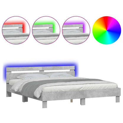 Giroletto con Testiera e LED Grigio Cemento 180x200 cm | homemem39