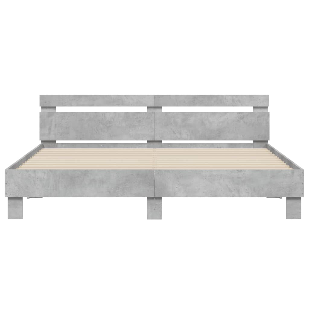 Giroletto con Testiera e LED Grigio Cemento 180x200 cm | homemem39