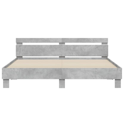 Giroletto con Testiera e LED Grigio Cemento 180x200 cm