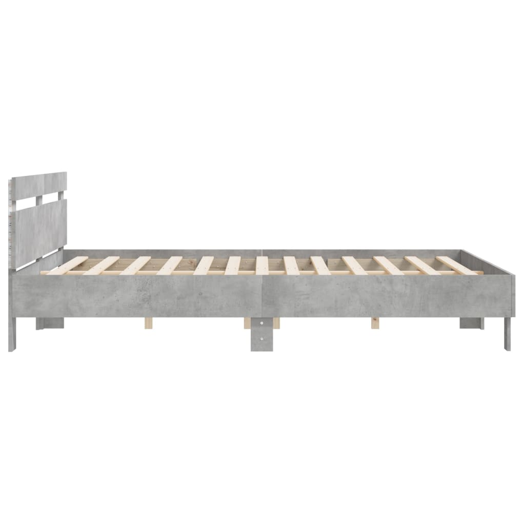 Giroletto con Testiera e LED Grigio Cemento 180x200 cm | homemem39