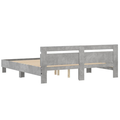 Giroletto con Testiera e LED Grigio Cemento 180x200 cm | homemem39