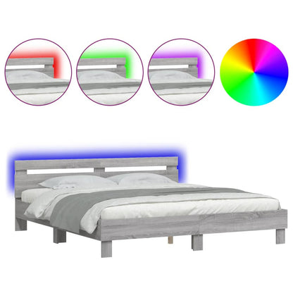 Giroletto con Testiera e LED Grigio Sonoma 180x200 cm | homemem39