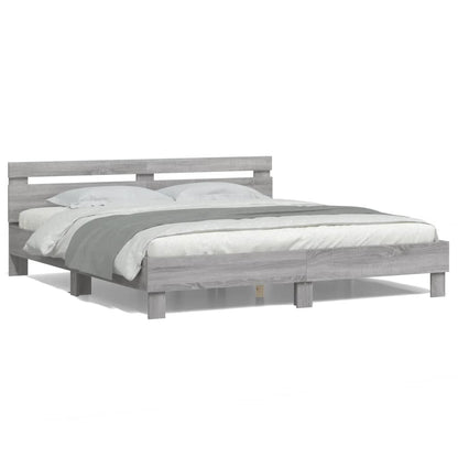 Giroletto con Testiera e LED Grigio Sonoma 180x200 cm | homemem39