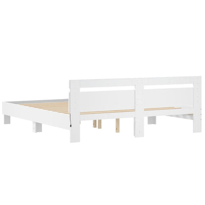 Giroletto con Testiera e LED Bianco 160x200 cm | homemem39